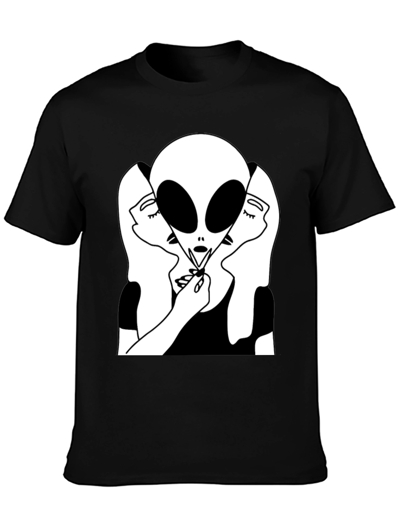 Alien Kiss Graphic Tee - Black Cotton Blend