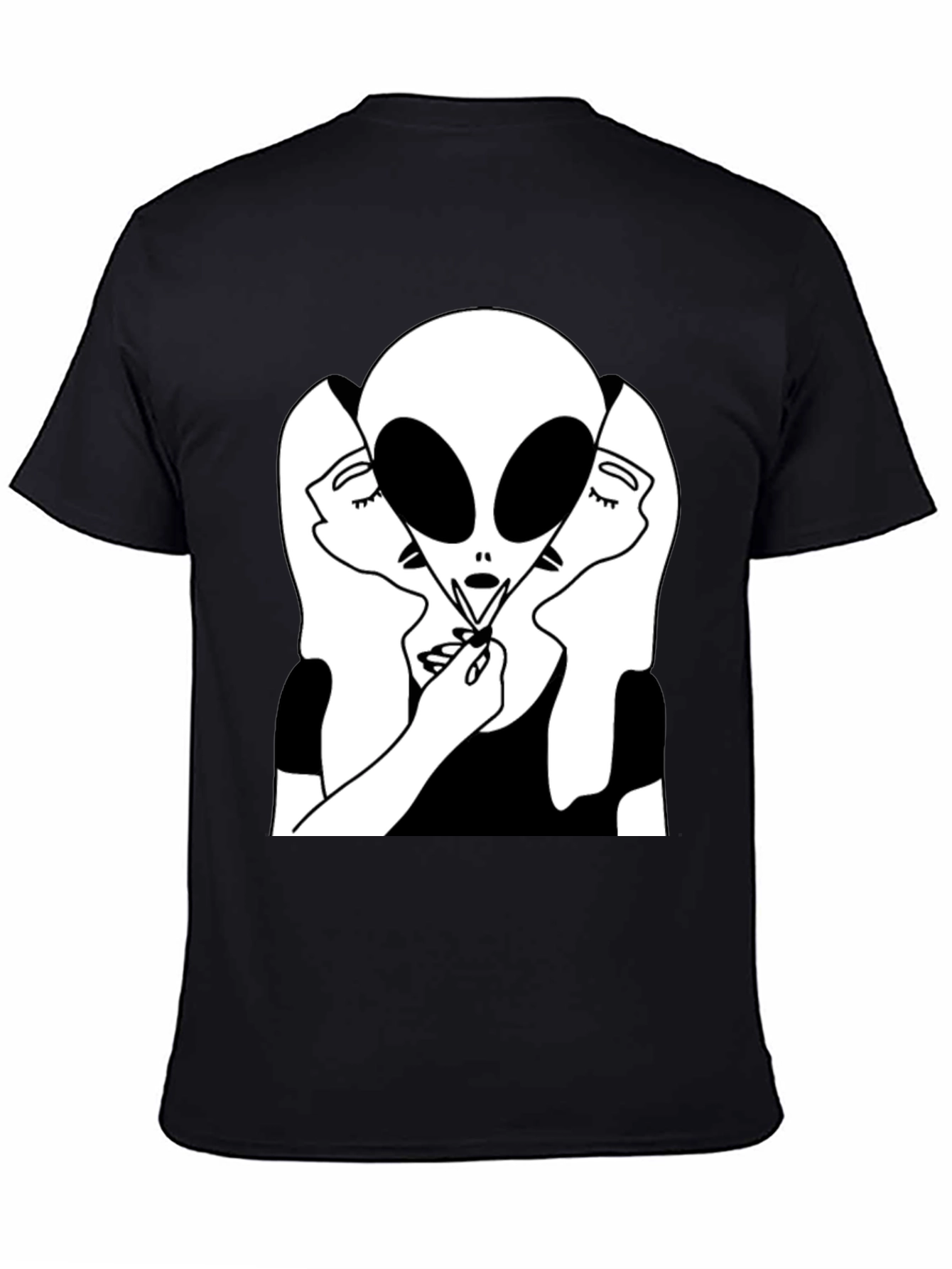 Alien Kiss Graphic Tee - Black Cotton Blend