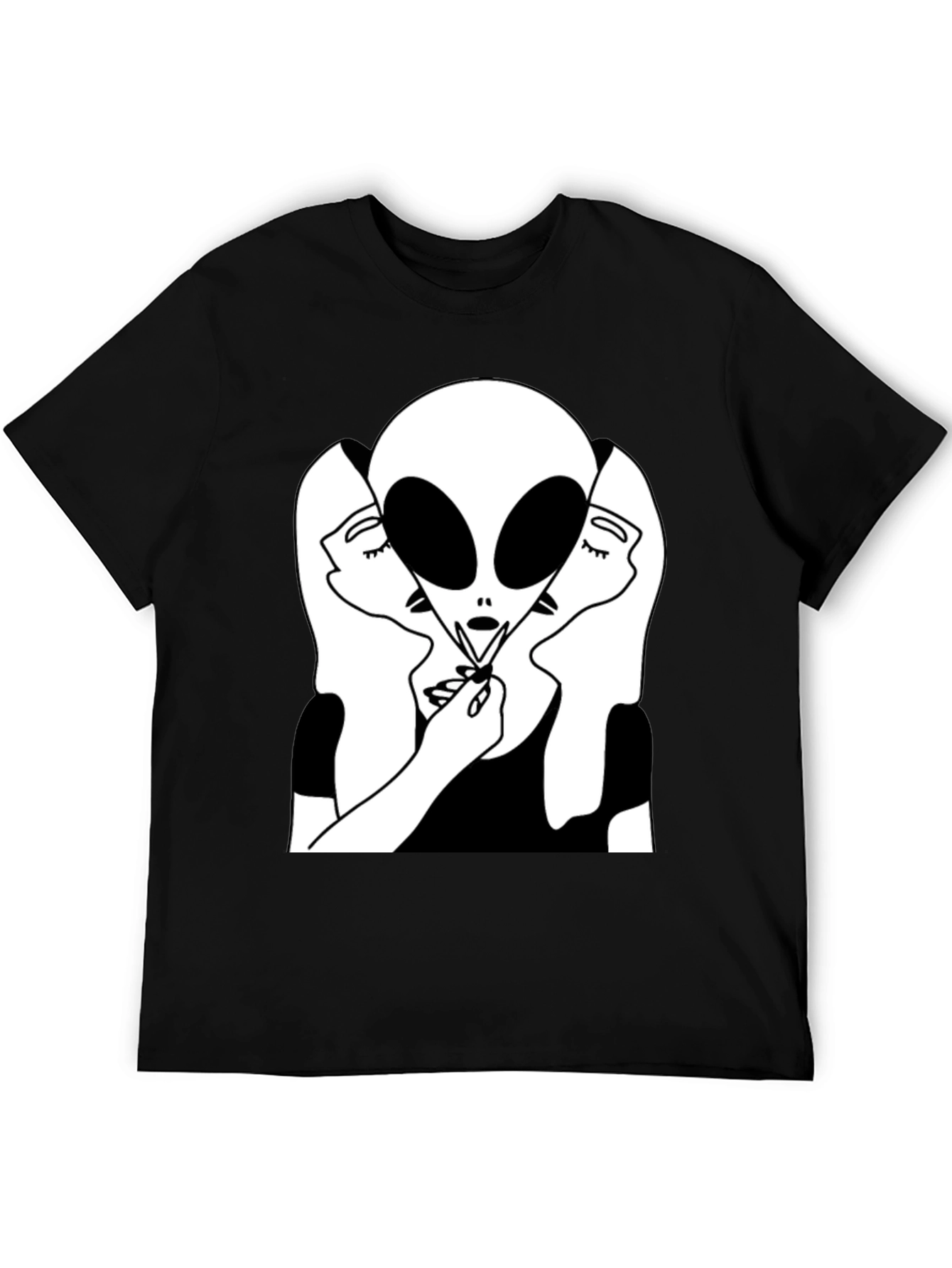 Alien Kiss Graphic Tee - Black Cotton Blend