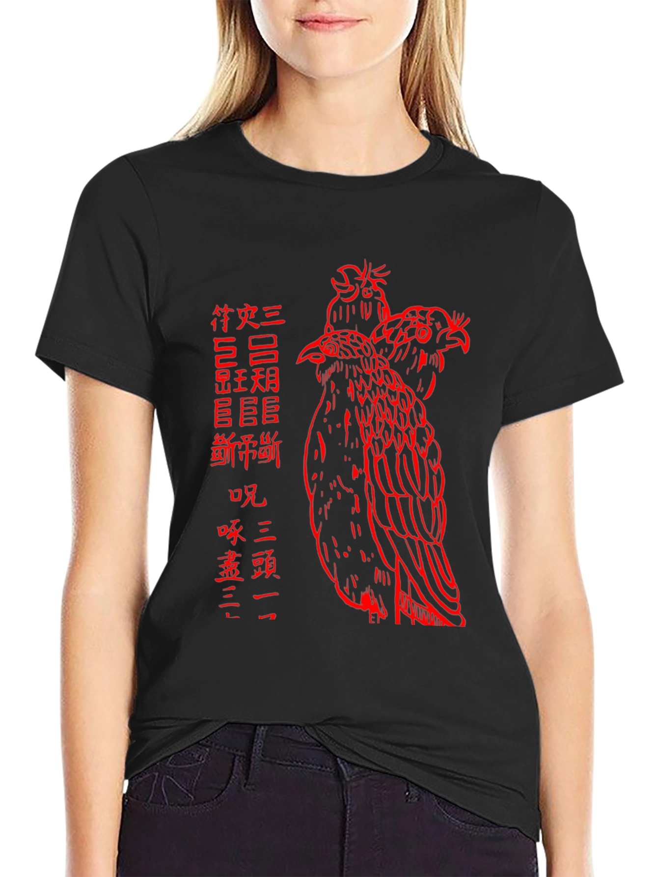 Red Bird Asian Art Graphic T-Shirt