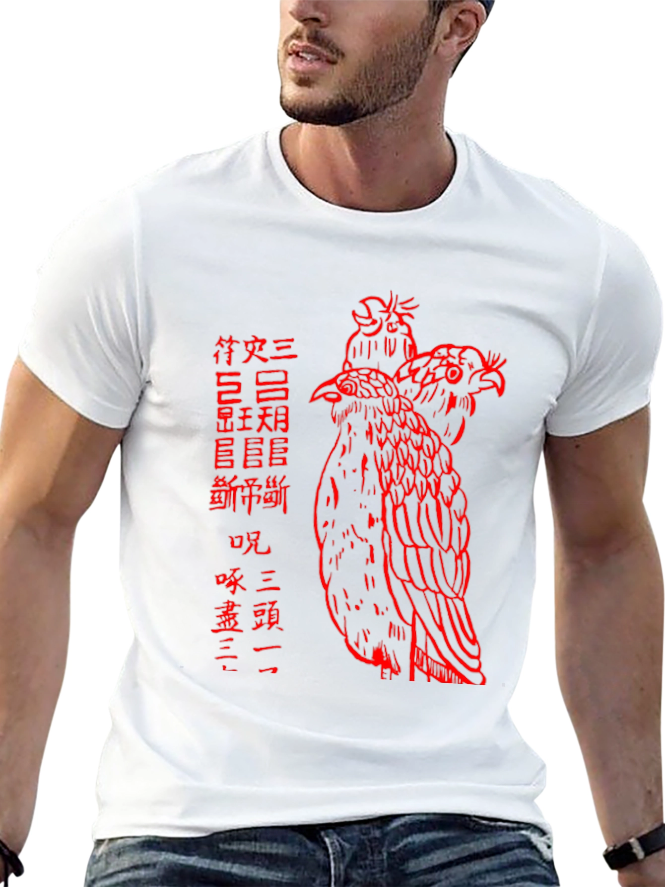 Red Bird Asian Art Graphic T-Shirt