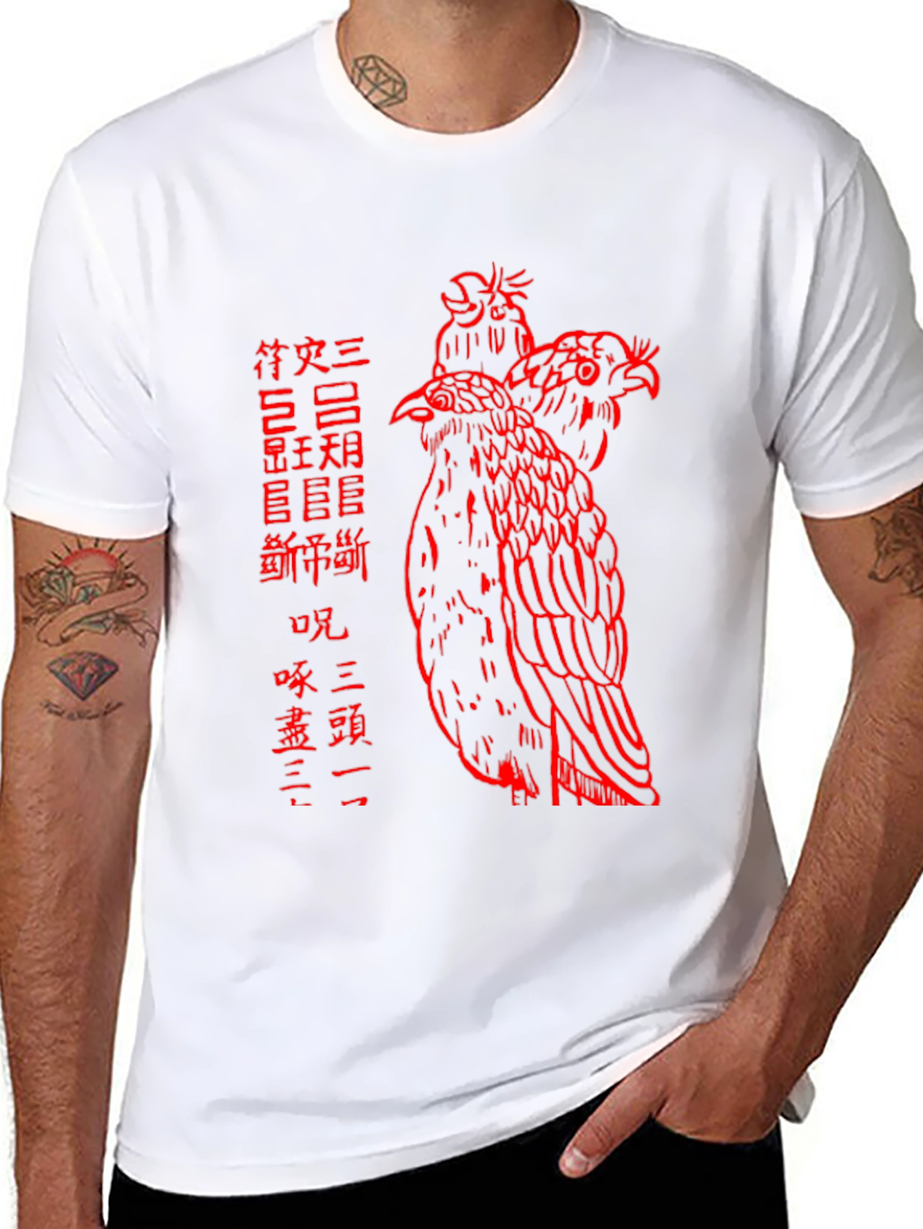 Red Bird Asian Art Graphic T-Shirt