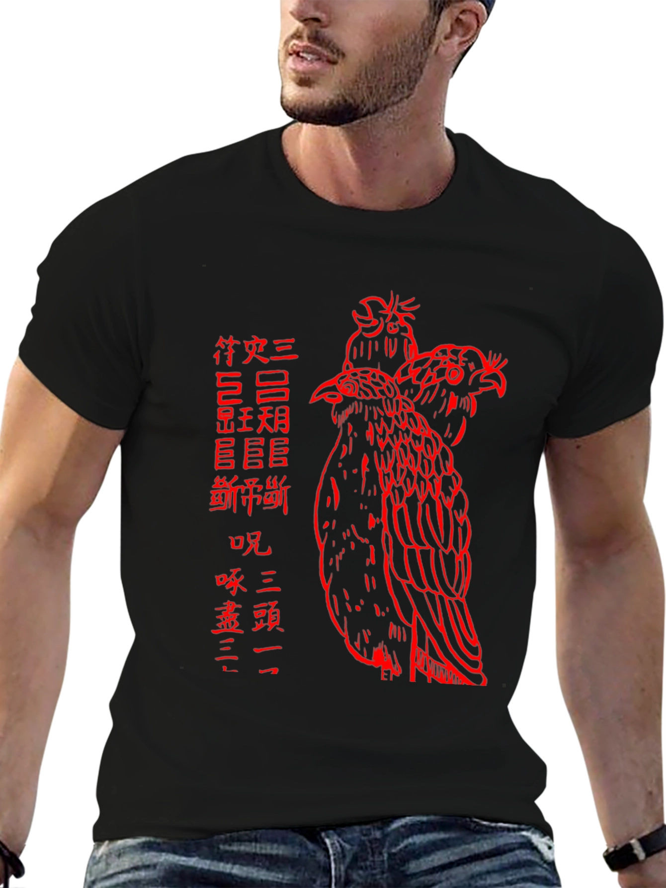 Red Bird Asian Art Graphic T-Shirt