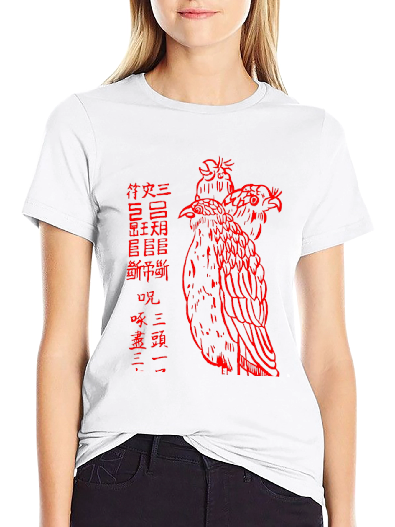 Red Bird Asian Art Graphic T-Shirt