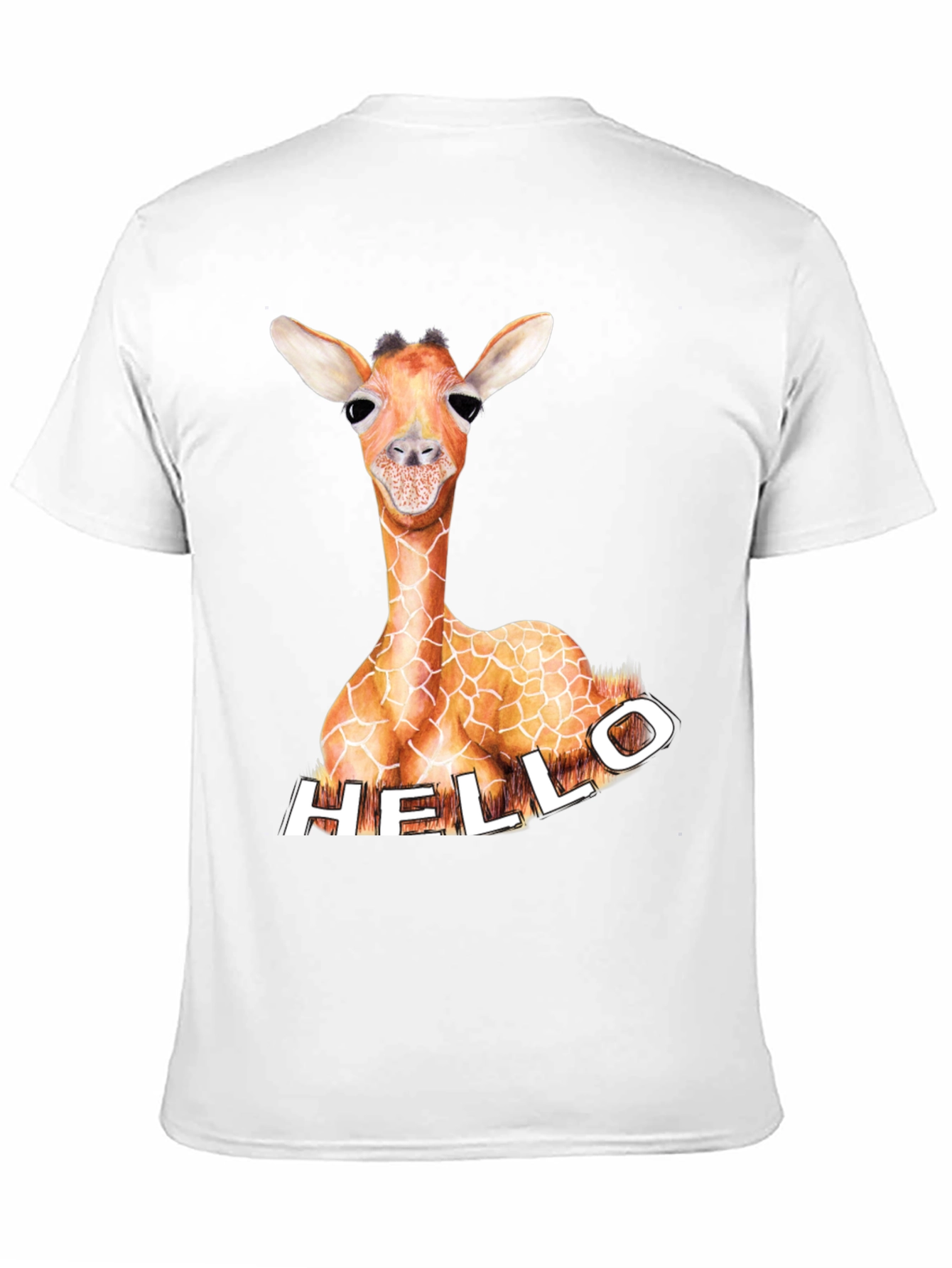 Giraffe Hello Graphic Tee - Unique Animal Print Shirt