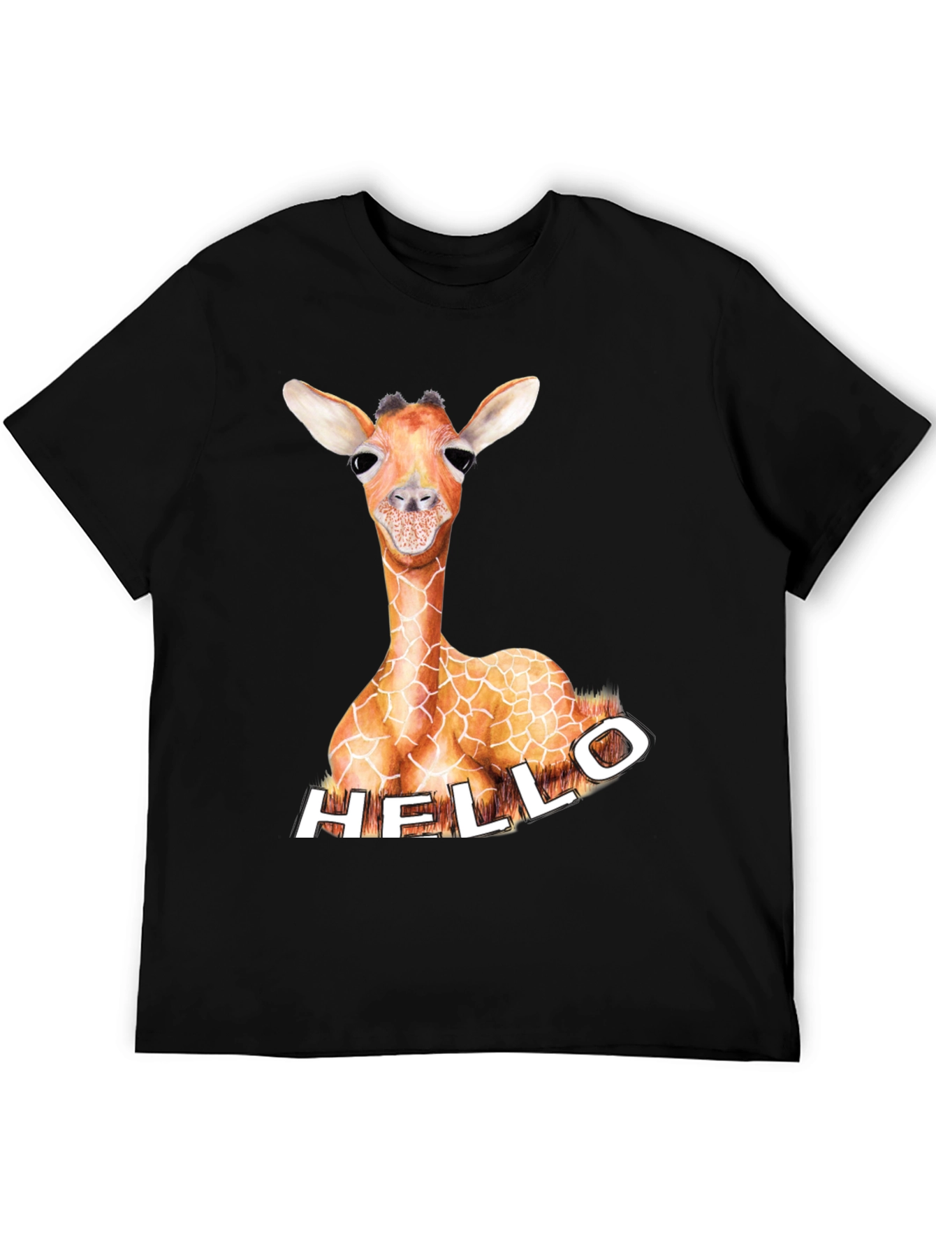 Giraffe Hello Graphic Tee - Unique Animal Print Shirt