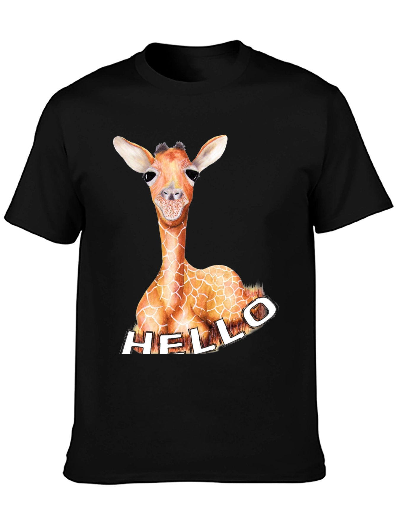 Giraffe Hello Graphic Tee - Unique Animal Print Shirt