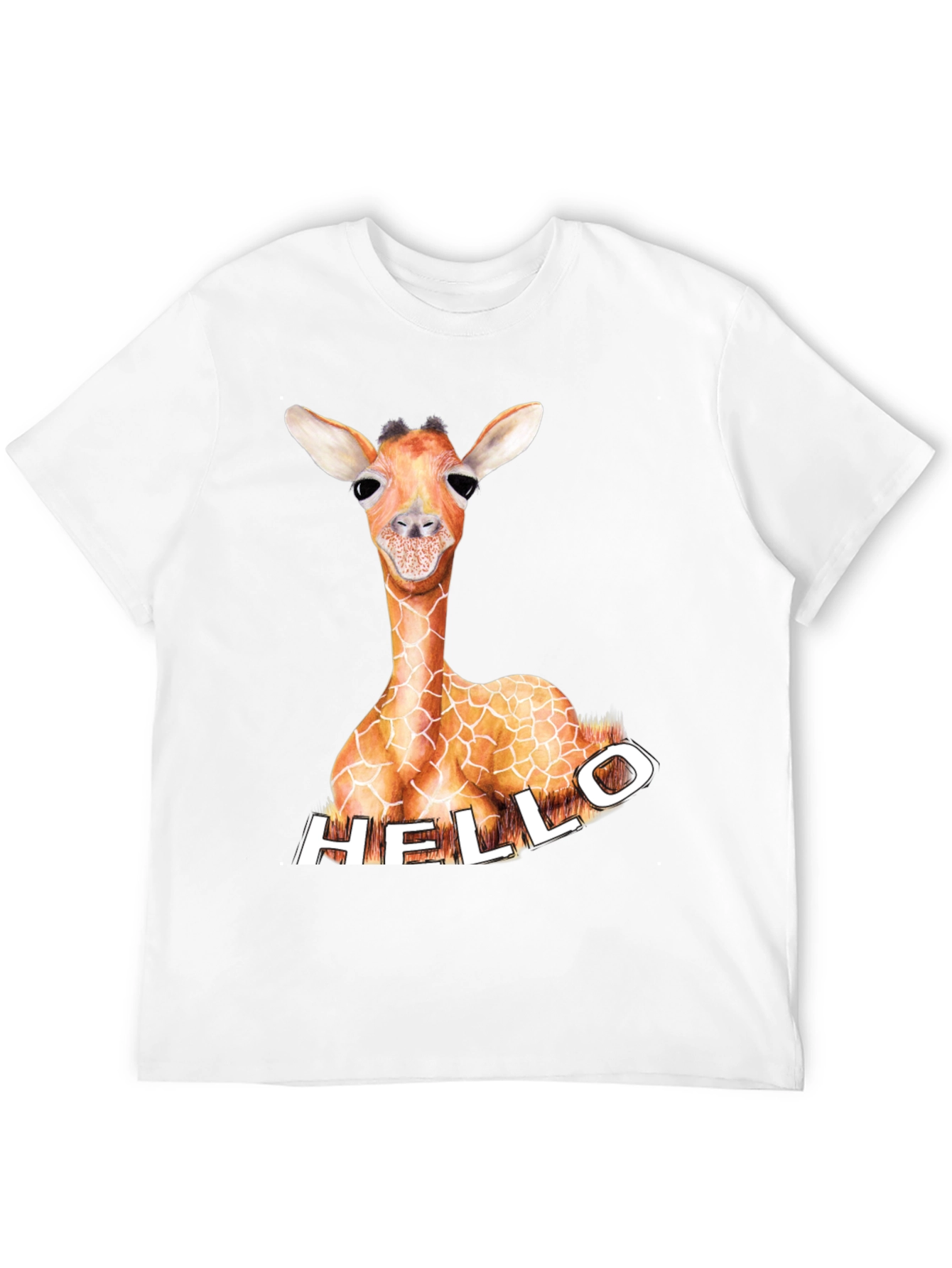 Giraffe Hello Graphic Tee - Unique Animal Print Shirt