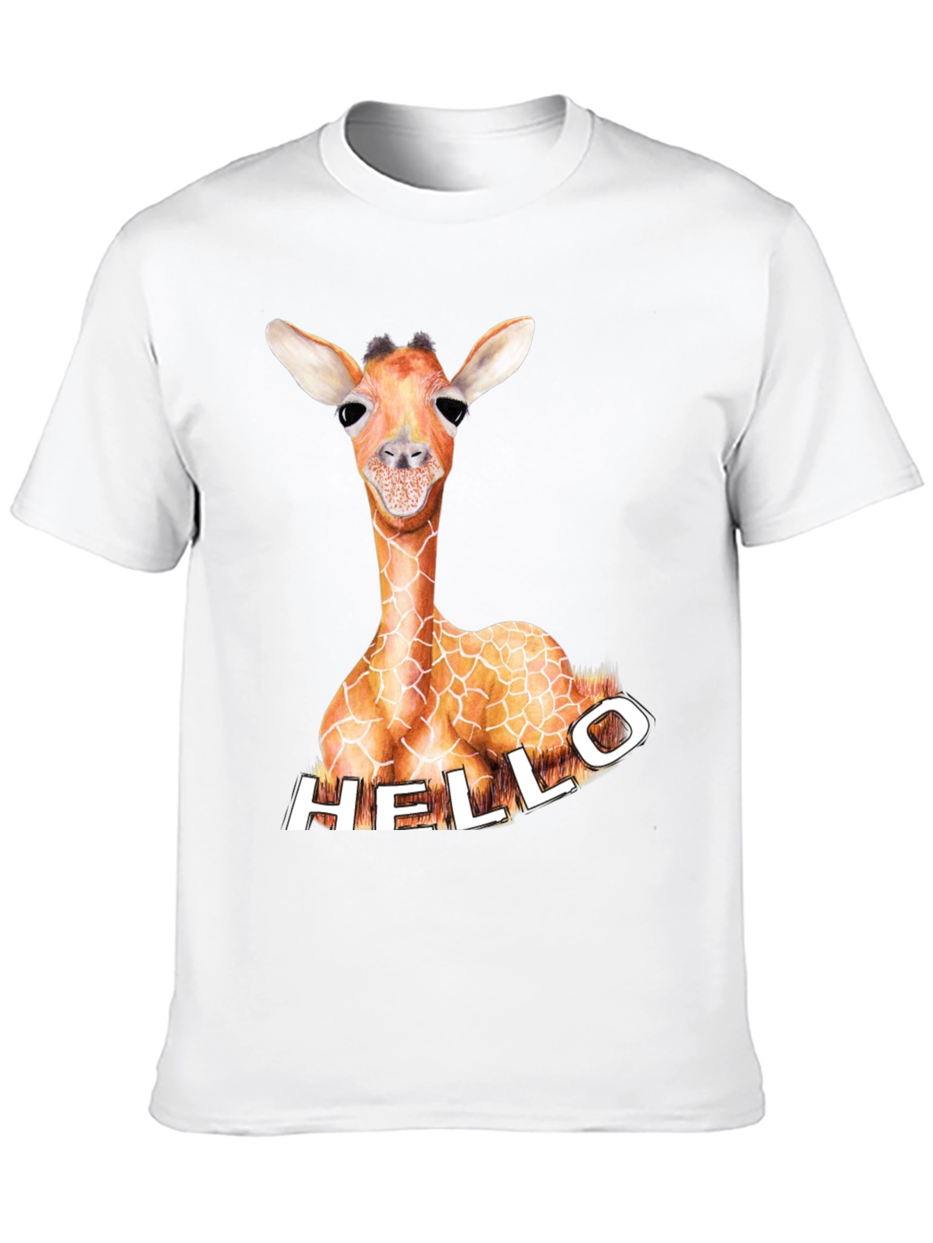 Giraffe Hello Graphic Tee - Unique Animal Print Shirt