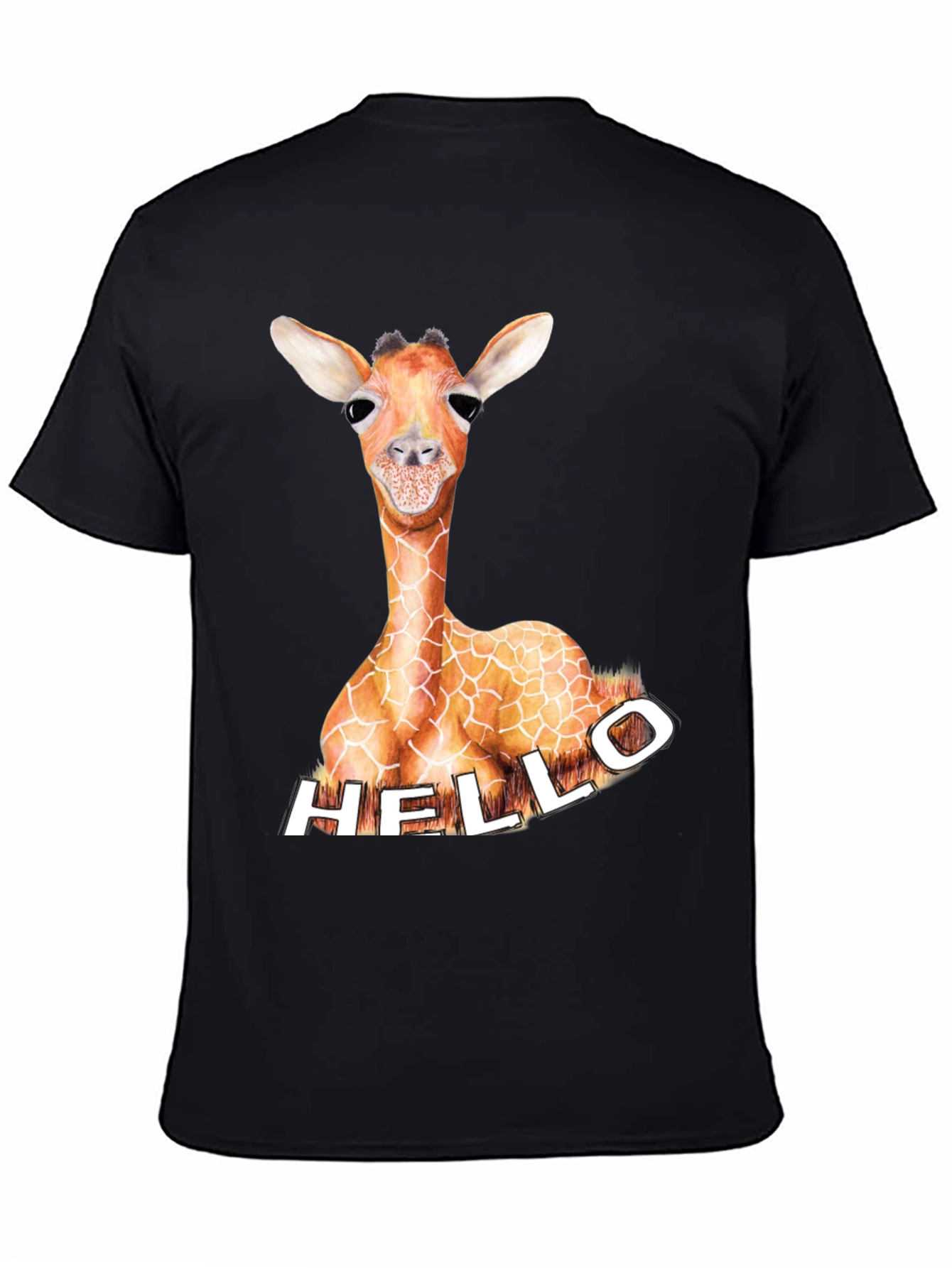 Giraffe Hello Graphic Tee - Unique Animal Print Shirt