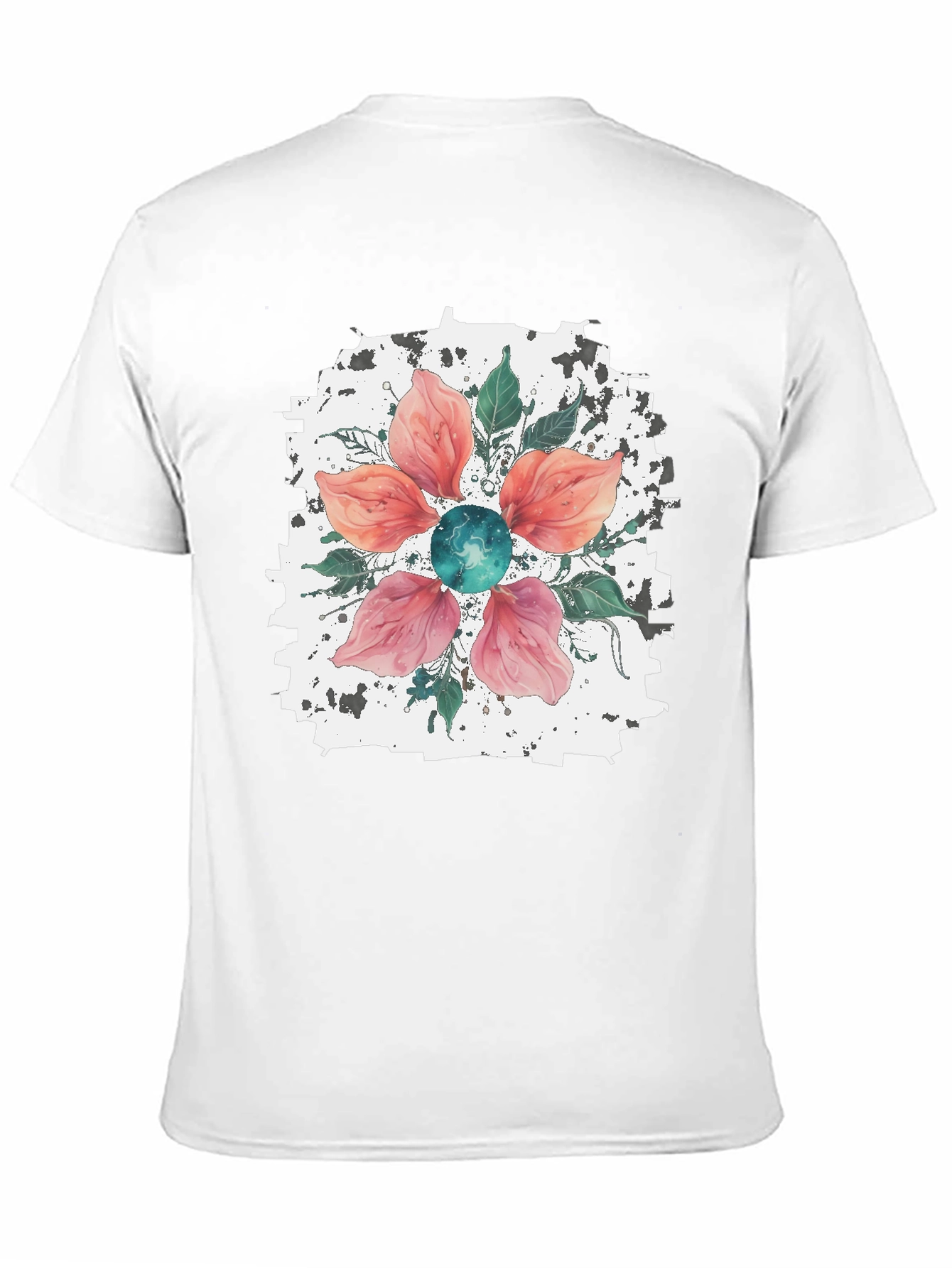 Floral Blossom Mens Black T-Shirt
