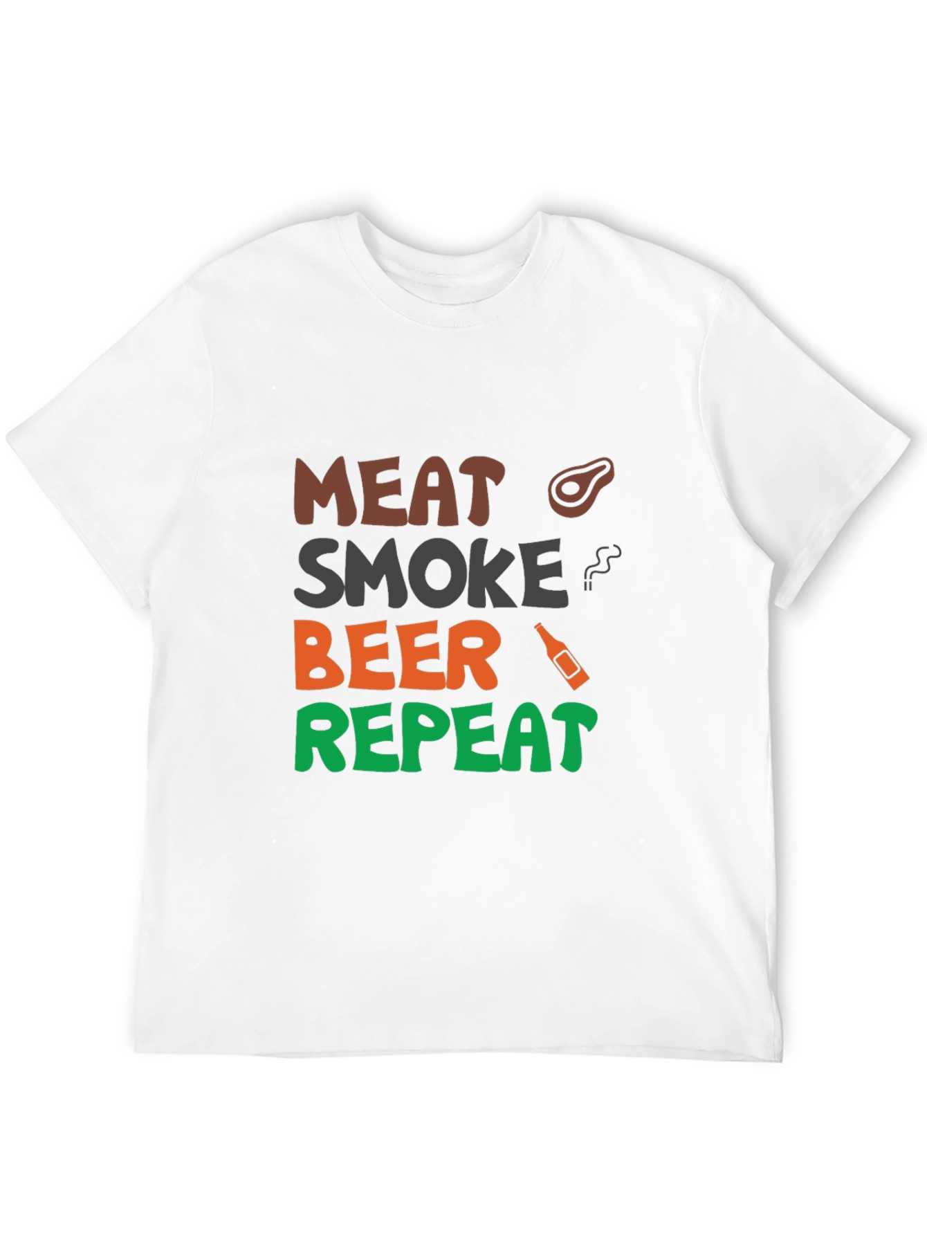 Meat Smoke Beer Repeat Graphic T-Shirt