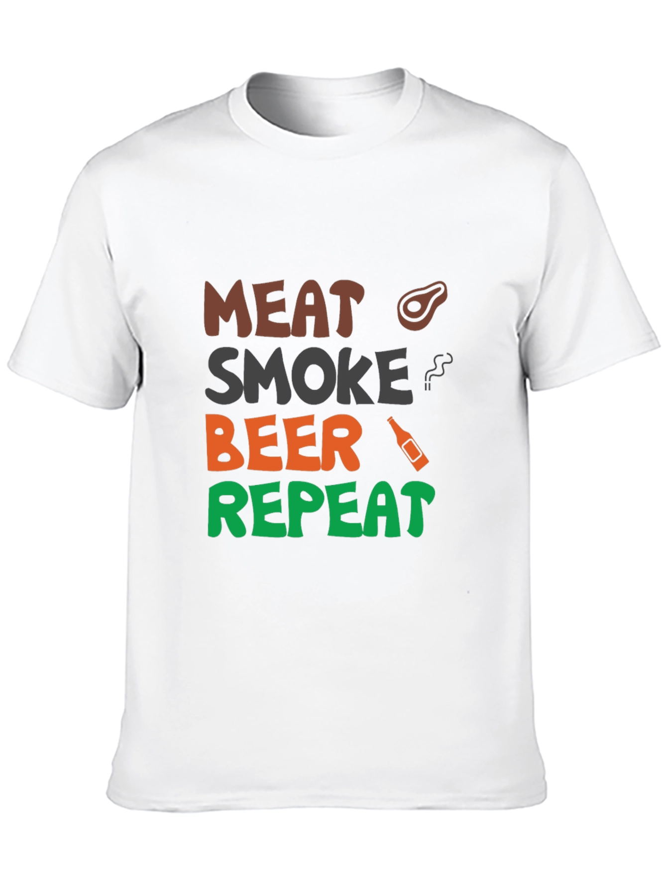 Meat Smoke Beer Repeat Graphic T-Shirt