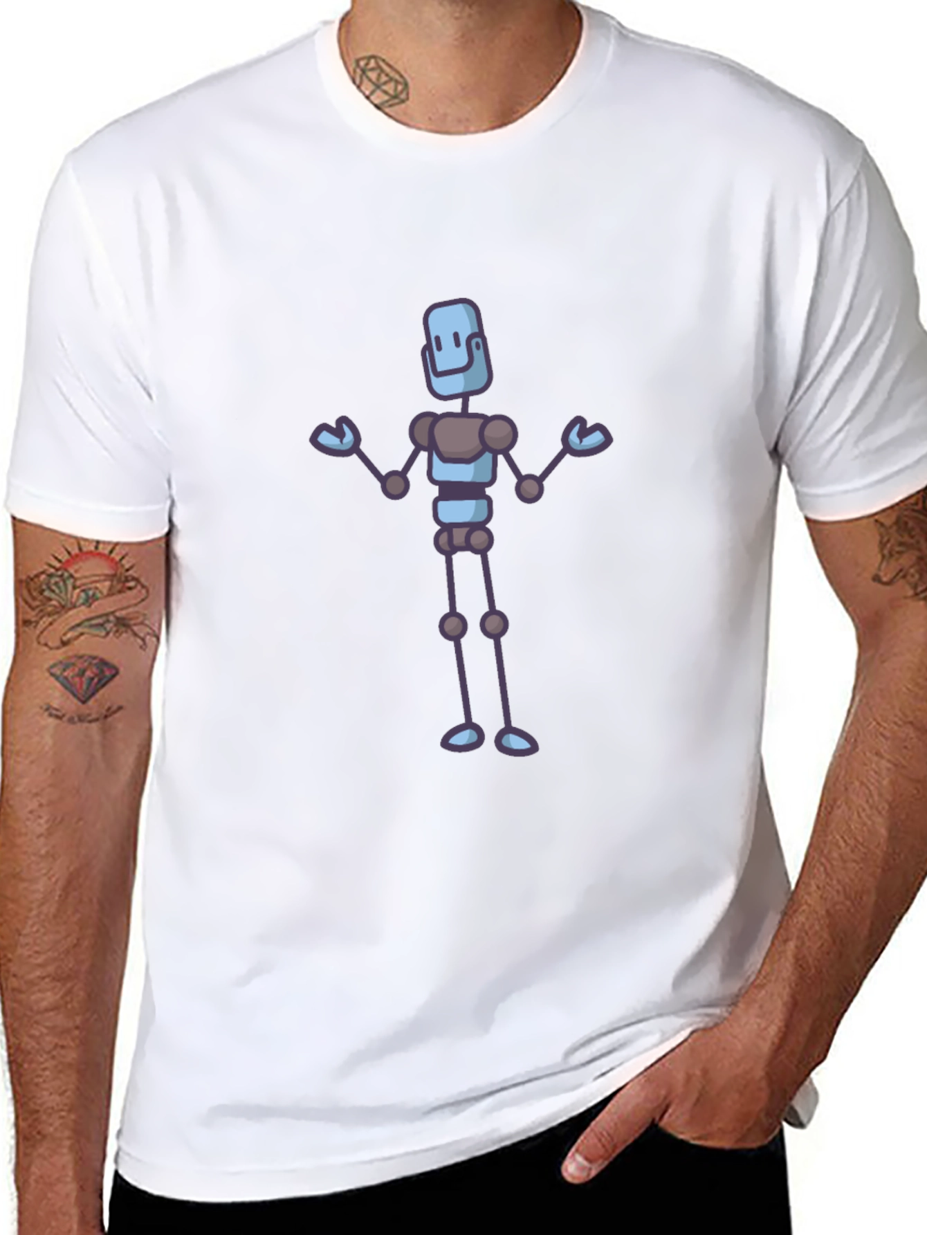 Robot Graphic Black T-Shirt - Unique Casual Wear