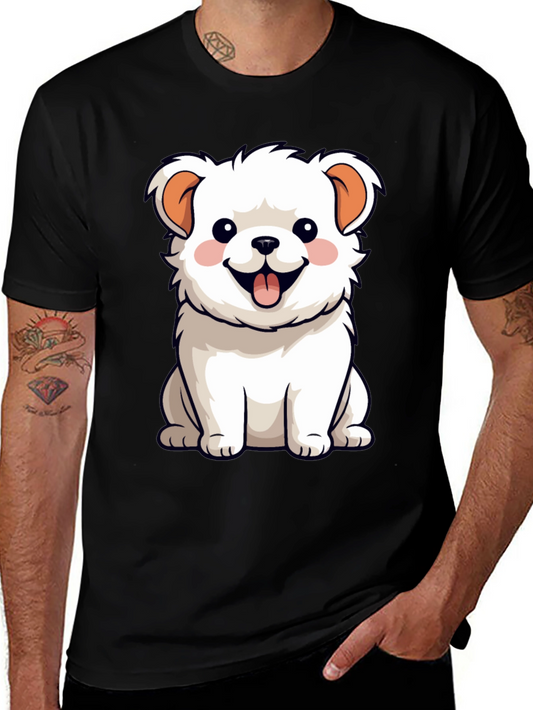 Cute Dog Graphic Tee - Black Cotton Blend