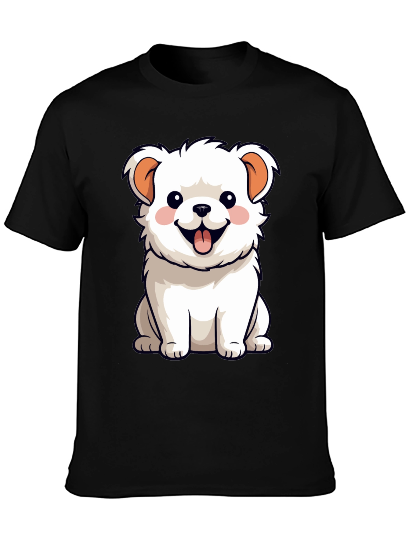 Cute Dog Graphic Tee - Black Cotton Blend