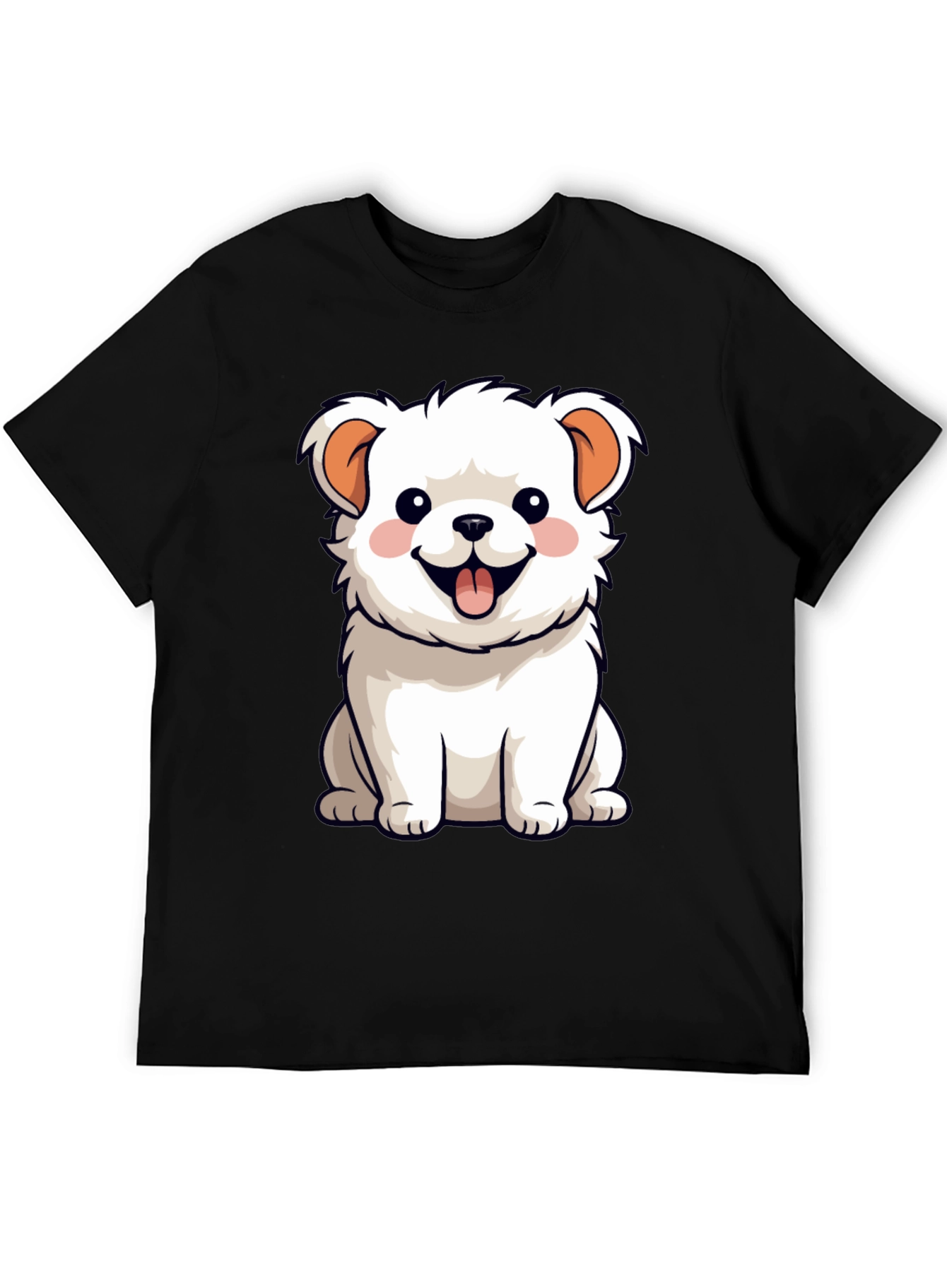 Cute Dog Graphic Tee - Black Cotton Blend