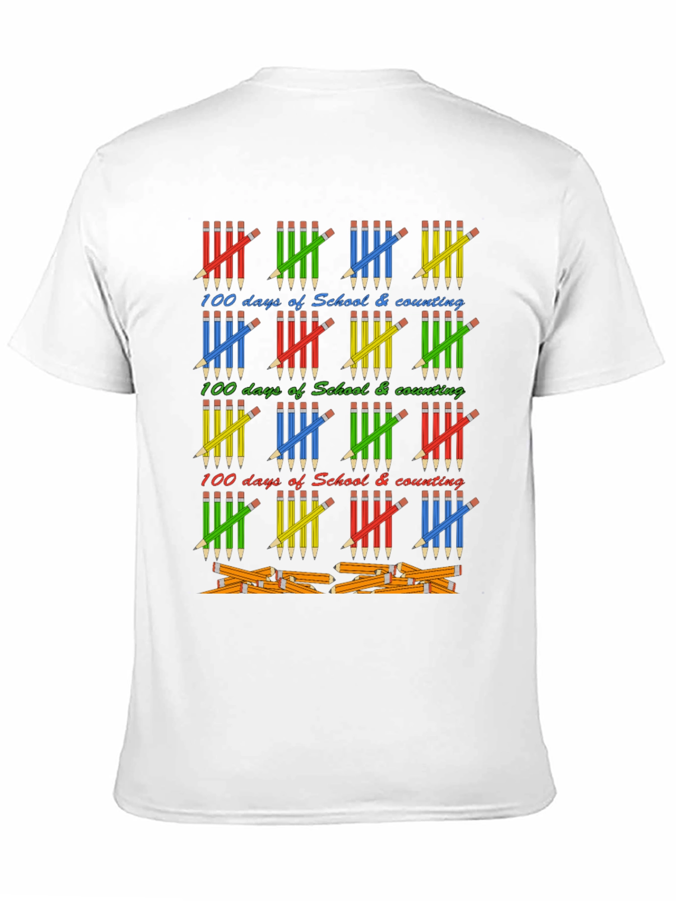 100 Days of School T-Shirt - Counting Pencils Design