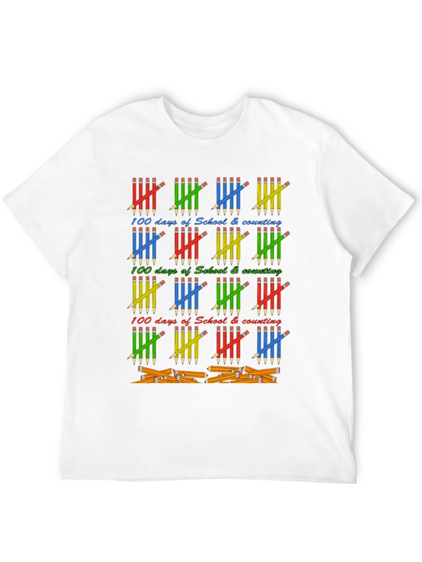 100 Days of School T-Shirt - Counting Pencils Design