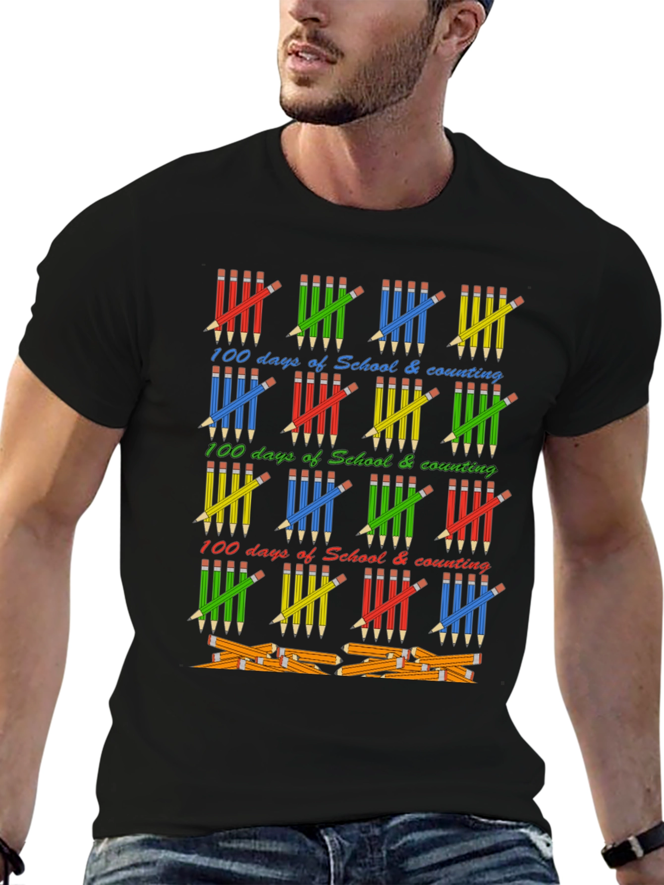 100 Days of School T-Shirt - Counting Pencils Design