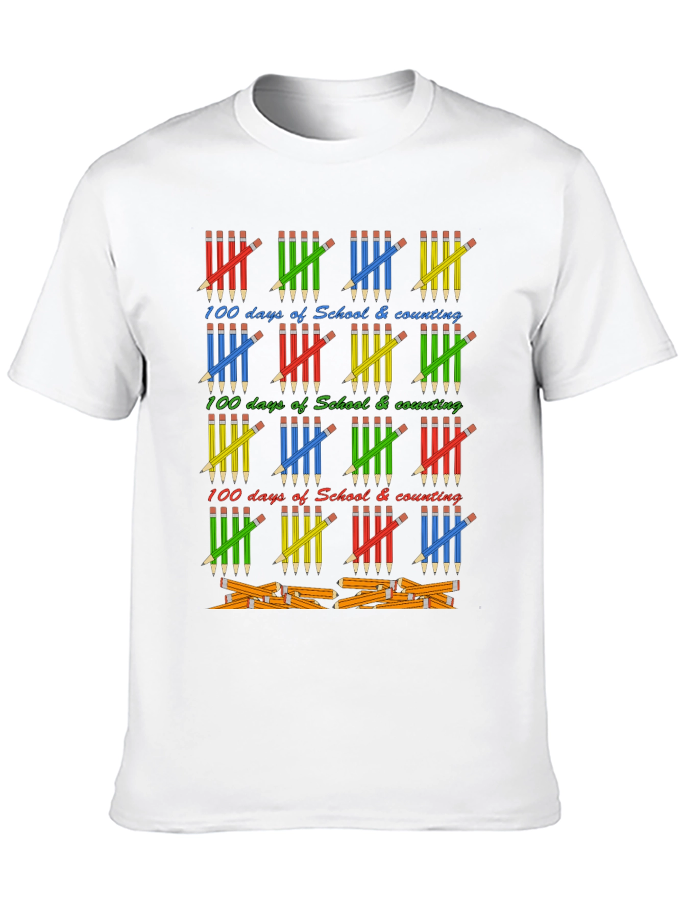 100 Days of School T-Shirt - Counting Pencils Design