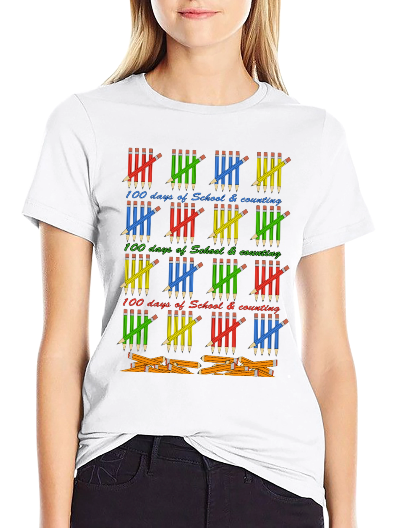 100 Days of School T-Shirt - Counting Pencils Design