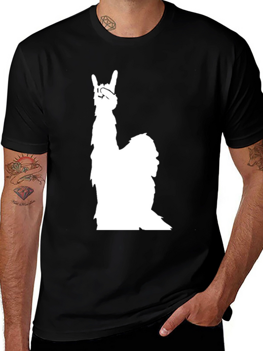 Rock On Llama Graphic Tee - Black Cotton Blend T-Shirt