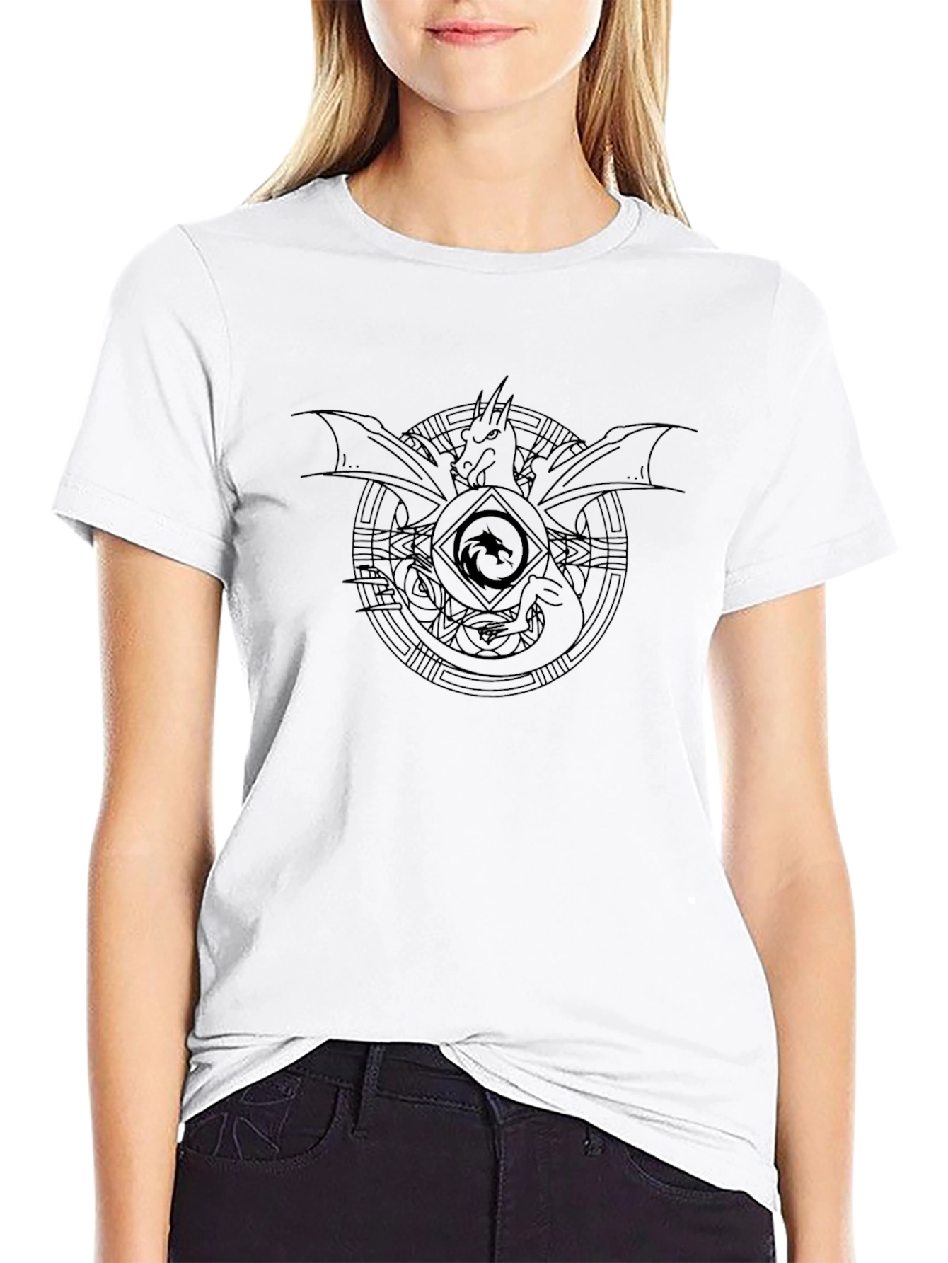 Dragon Circle Graphic Tee - Black Cotton T-Shirt