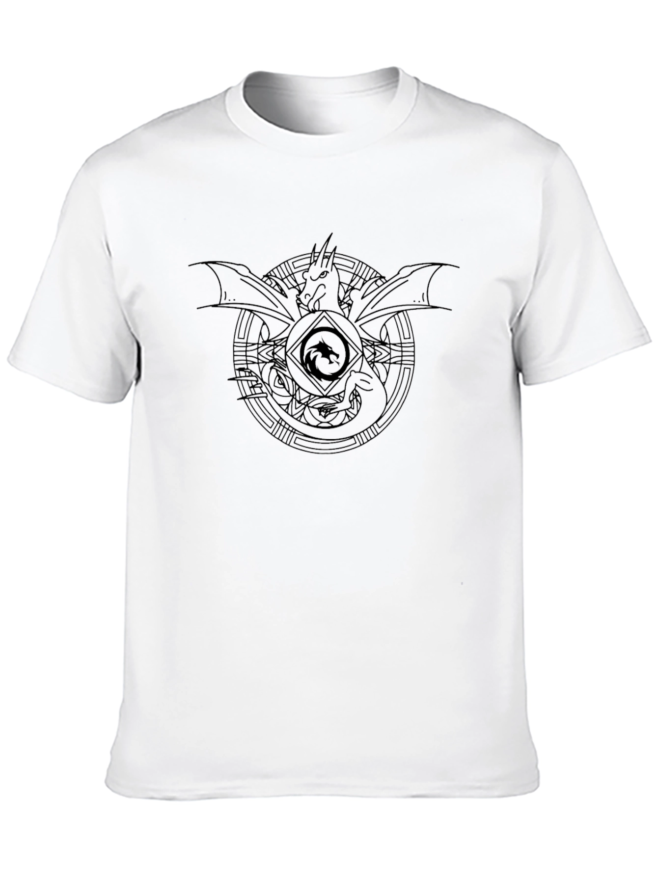 Dragon Circle Graphic Tee - Black Cotton T-Shirt