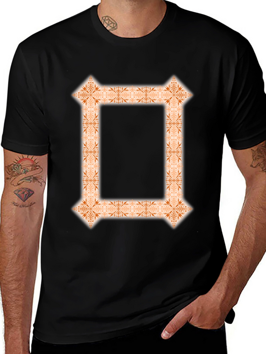 Ornate Border Graphic Print Black T-Shirt