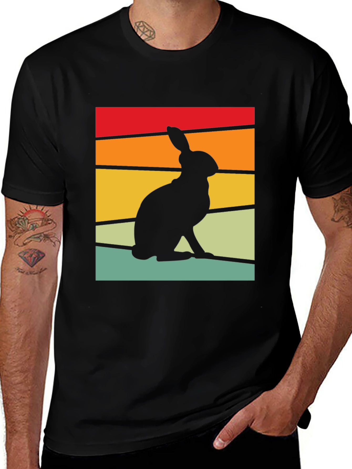 Retro Rabbit Graphic Tee - Black