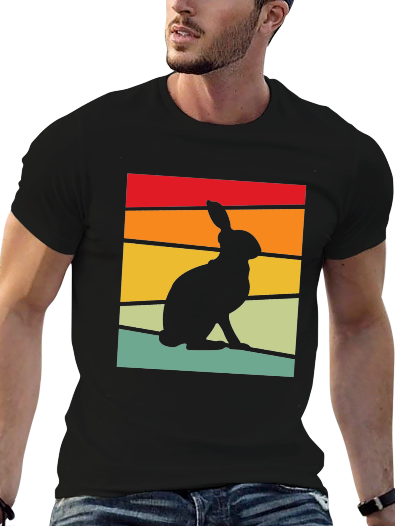 Retro Rabbit Graphic Tee - Black