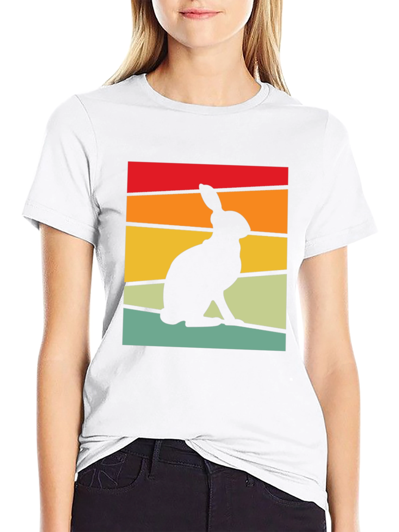 Retro Rabbit Graphic Tee - Black