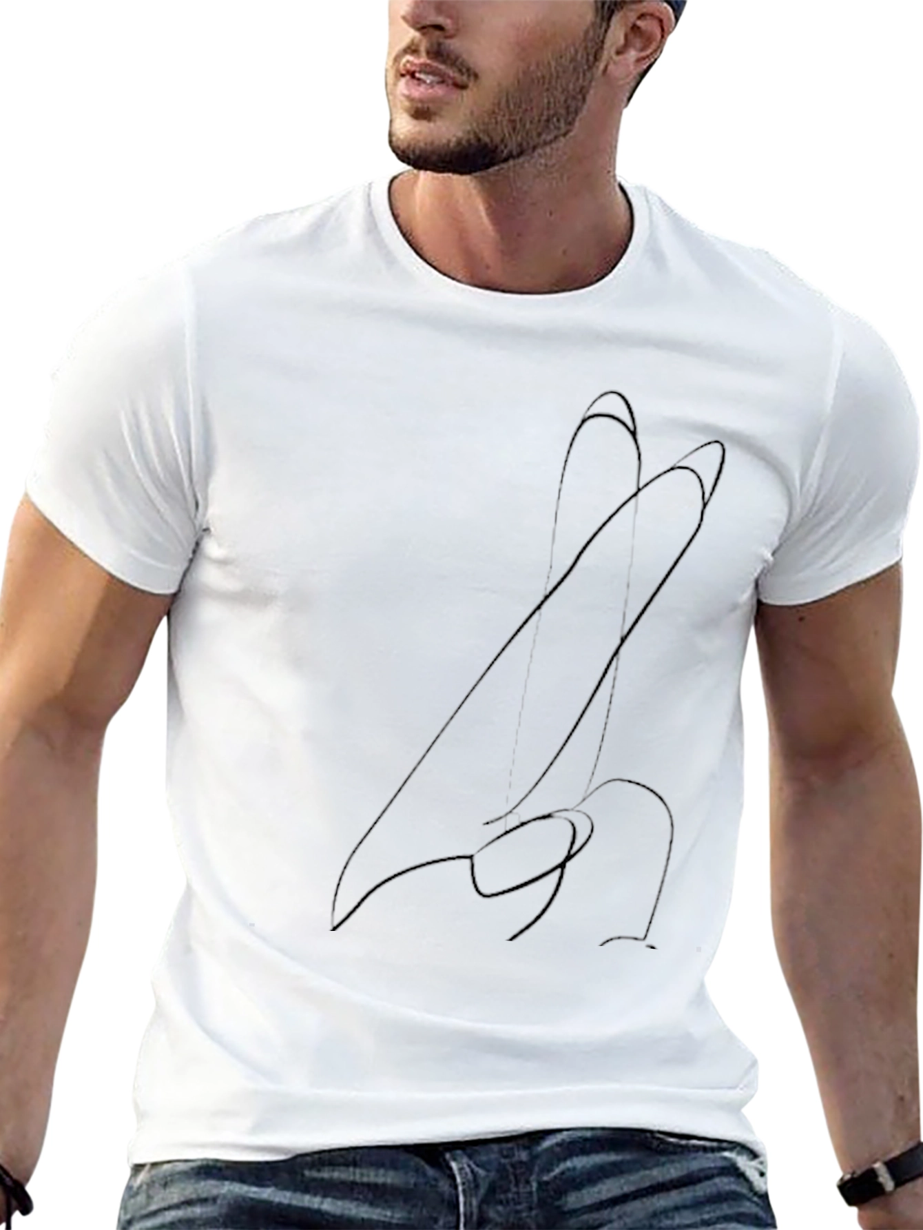 Abstract Line Art Black T-Shirt for Men