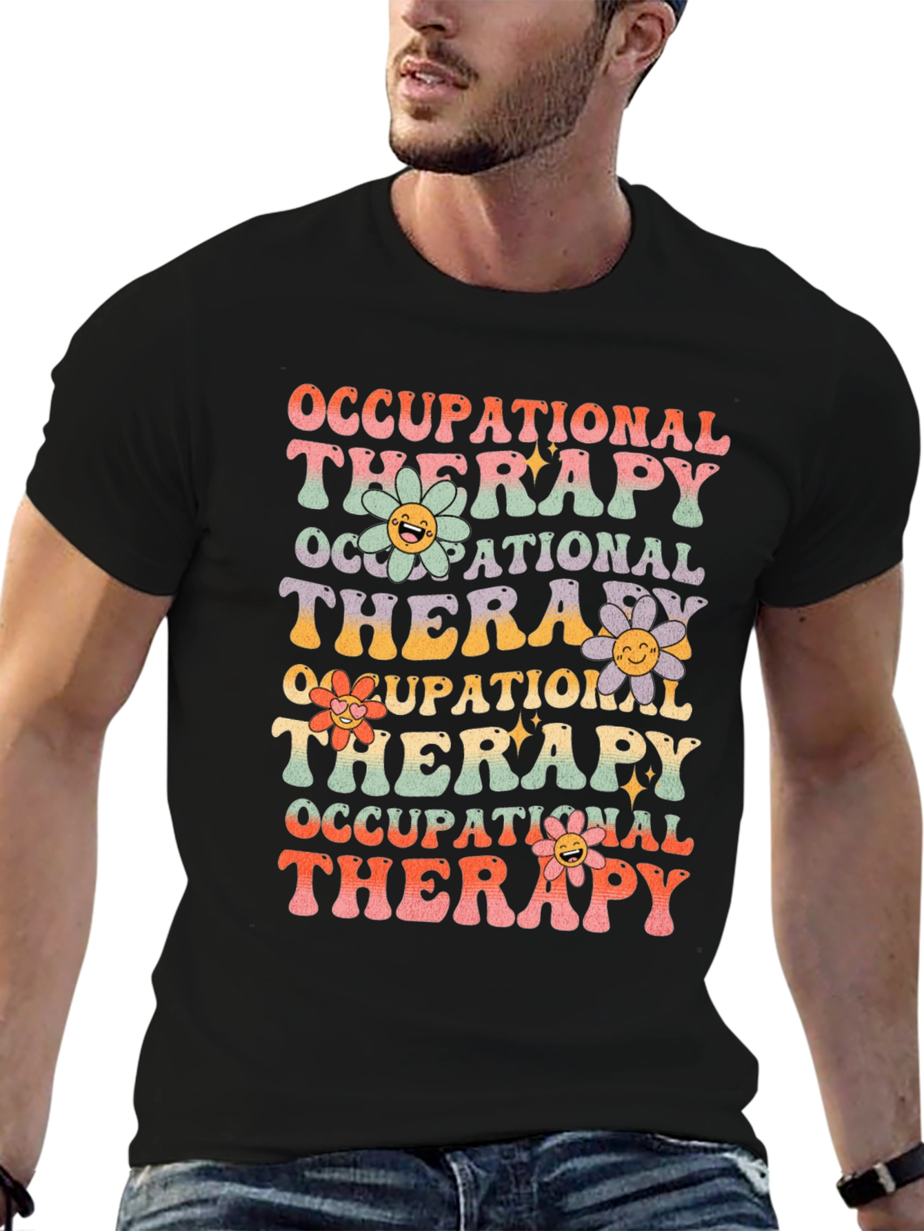Occupational Therapy T-Shirt with Retro Floral Design