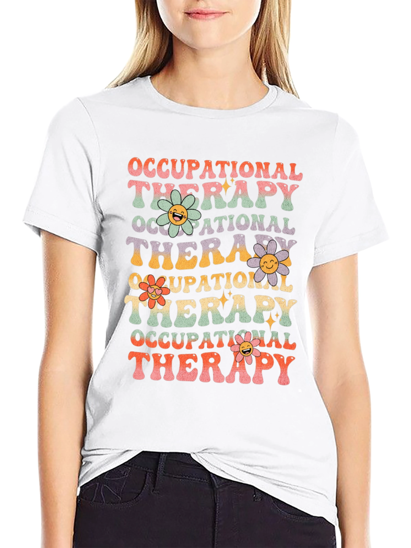 Occupational Therapy T-Shirt with Retro Floral Design