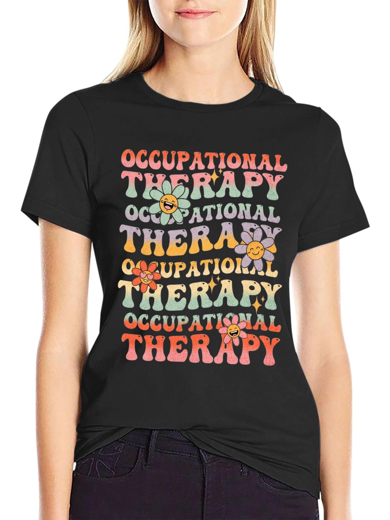 Occupational Therapy T-Shirt with Retro Floral Design