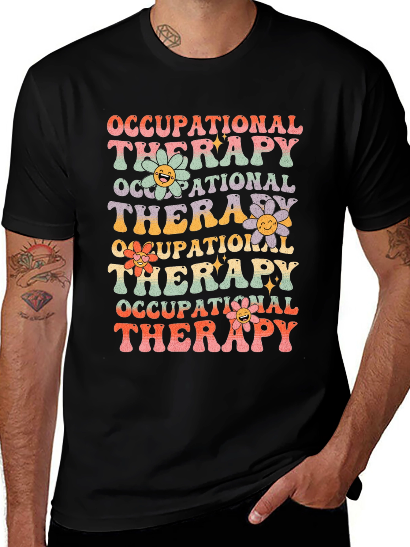 Occupational Therapy T-Shirt with Retro Floral Design