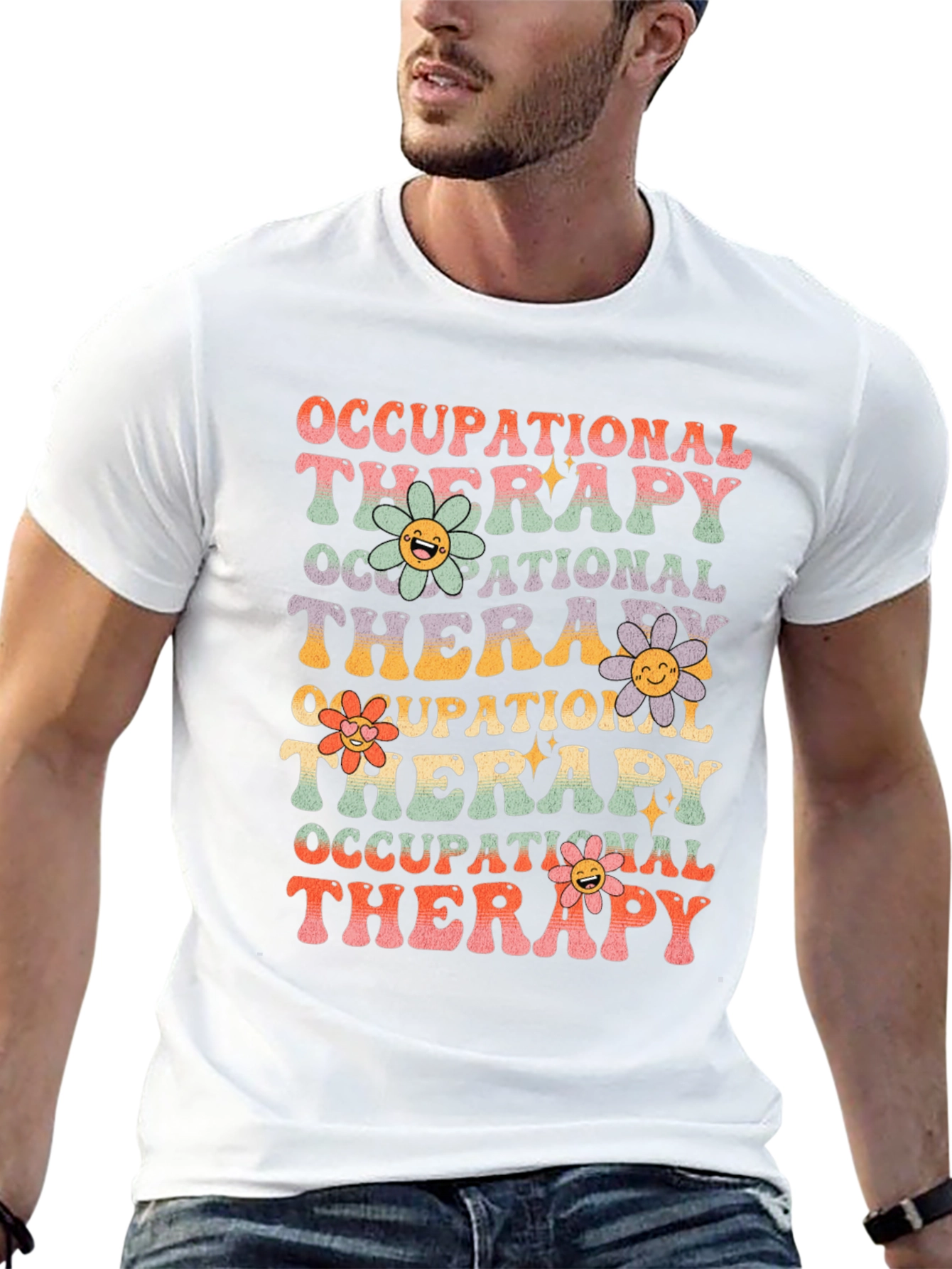 Occupational Therapy T-Shirt with Retro Floral Design