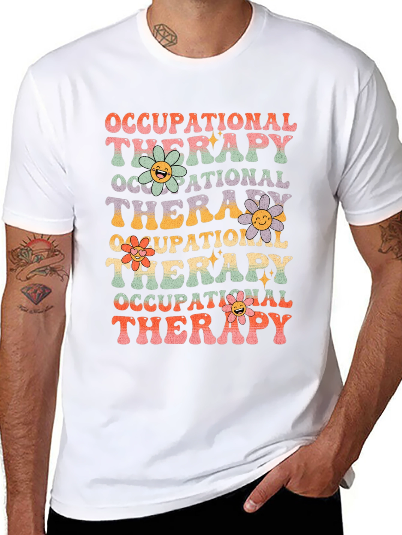 Occupational Therapy T-Shirt with Retro Floral Design