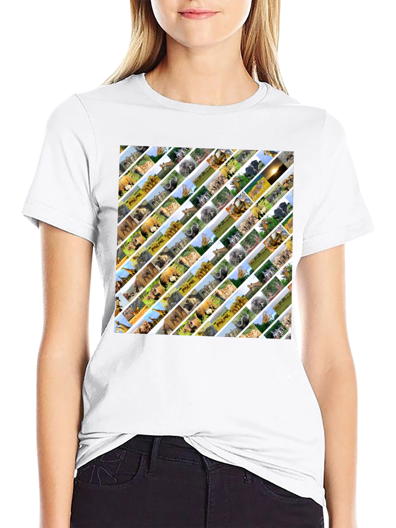 Safari Animal Print Mens Black T-Shirt