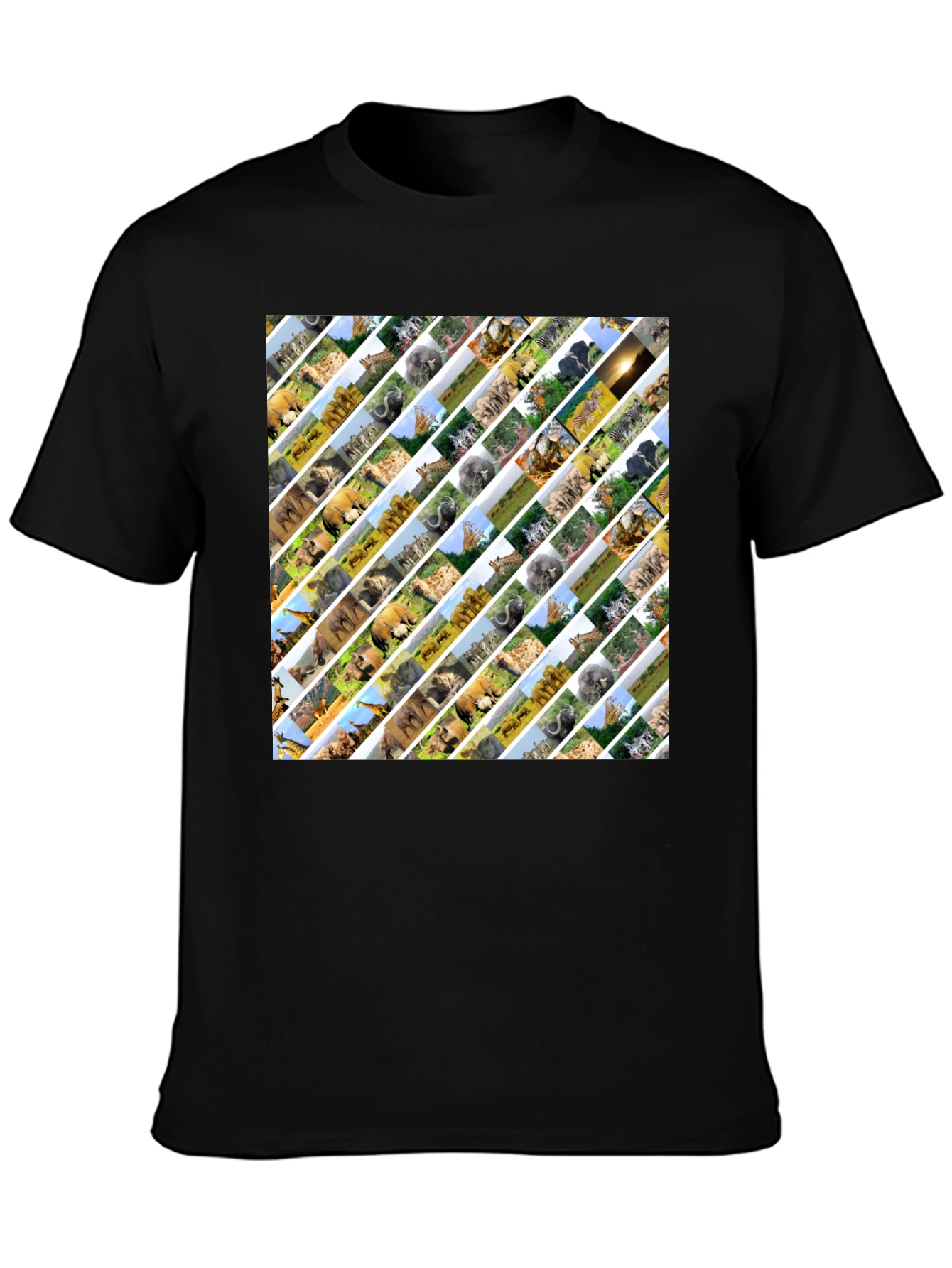 Safari Animal Print Mens Black T-Shirt
