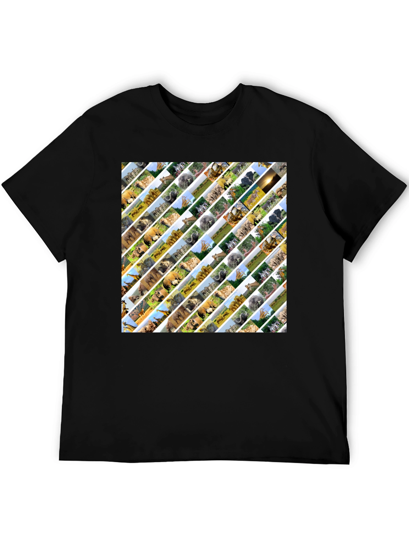 Safari Animal Print Mens Black T-Shirt