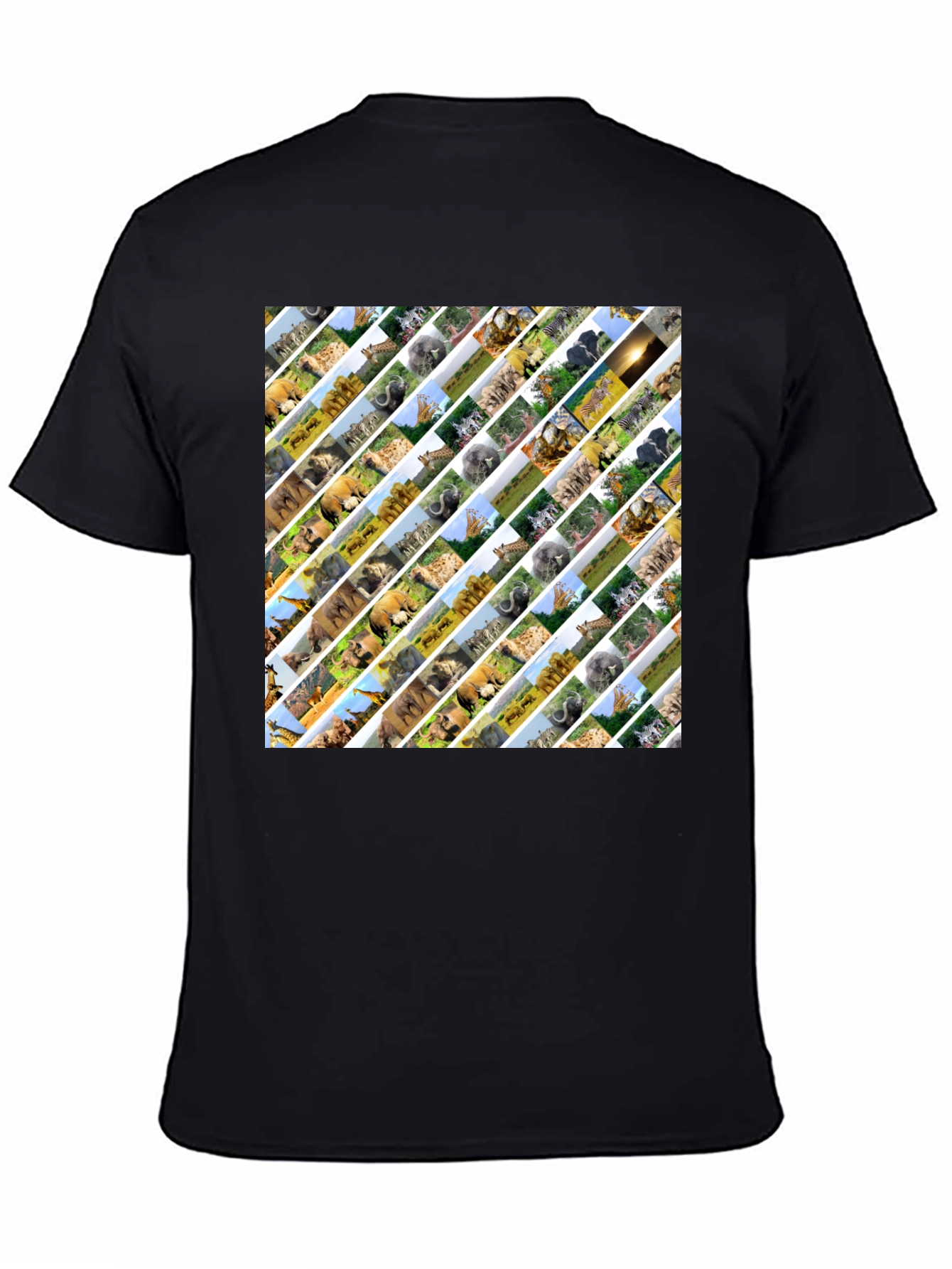 Safari Animal Print Mens Black T-Shirt
