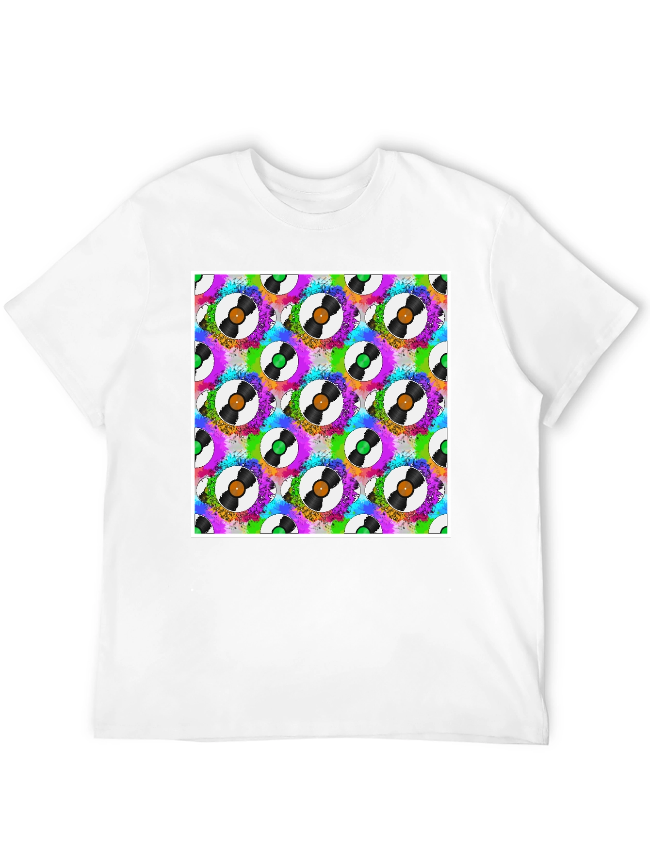 Retro Vinyl Record Pattern T-Shirt