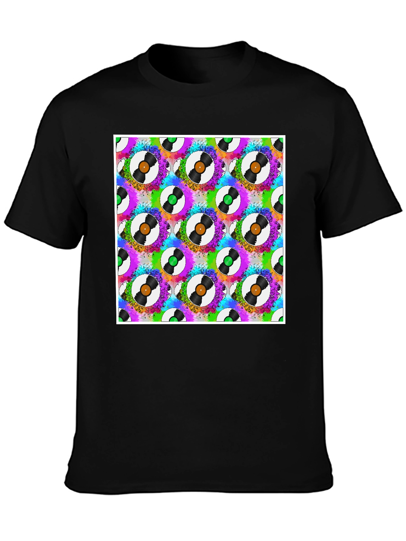 Retro Vinyl Record Pattern T-Shirt