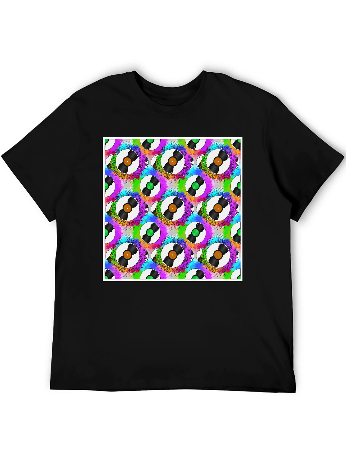 Retro Vinyl Record Pattern T-Shirt