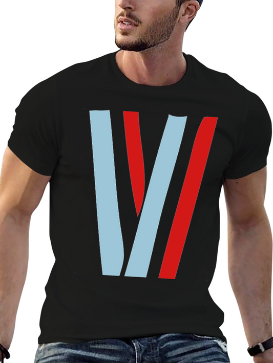 Stylish Striped V Graphic Tee - Casual Comfort