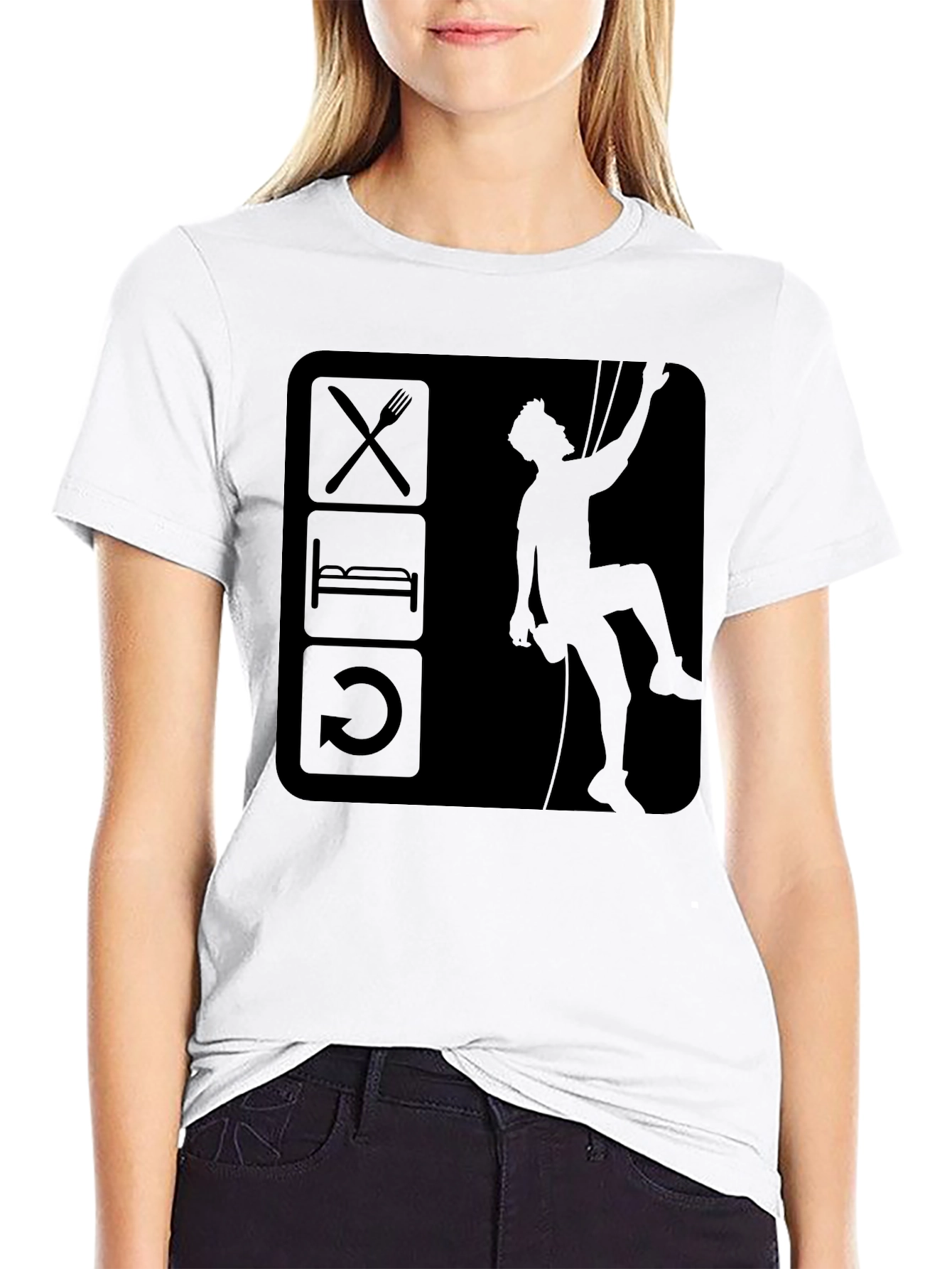 Eat Sleep Climb Repeat Black Graphic Tee