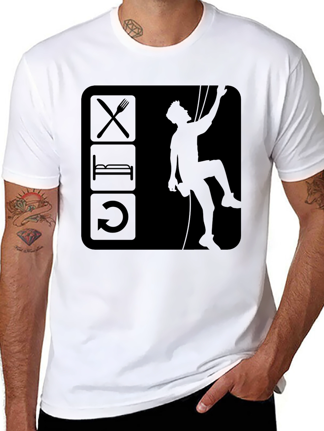 Eat Sleep Climb Repeat Black Graphic Tee